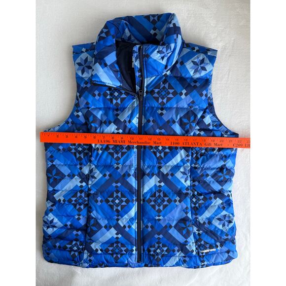NWOT Lands End Women's Down Puffer Vest Large 14-16 Blue‎ Geometric Aztec - Picture 12 of 14